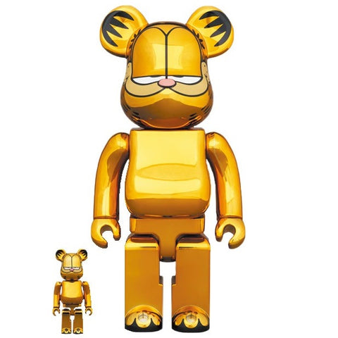 Garfield Gold Chrome Version 100% + 400% Bearbrick Set